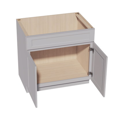HA - SB36: Ash Gray Shaker 36" 2 Doors 1 False Drawer Sink Base Cabinet - NextCabinets