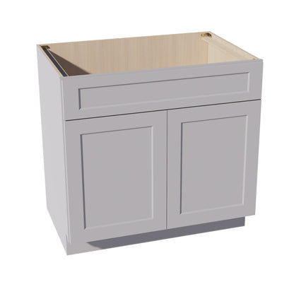 HA - SB36: Ash Gray Shaker 36" 2 Doors 1 False Drawer Sink Base Cabinet - NextCabinets