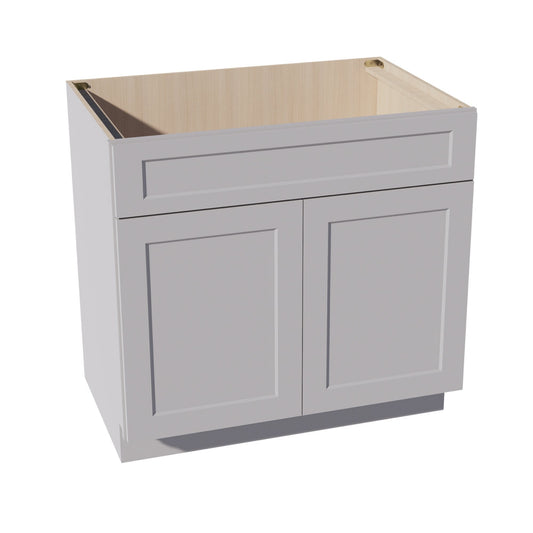 HA - SB36: Ash Gray Shaker 36" 2 Doors 1 False Drawer Sink Base Cabinet - NextCabinets