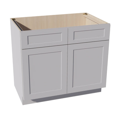 HA - SB39: Ash Gray Shaker 39" 2 Doors 2 False Drawers Sink Base Cabinet - NextCabinets