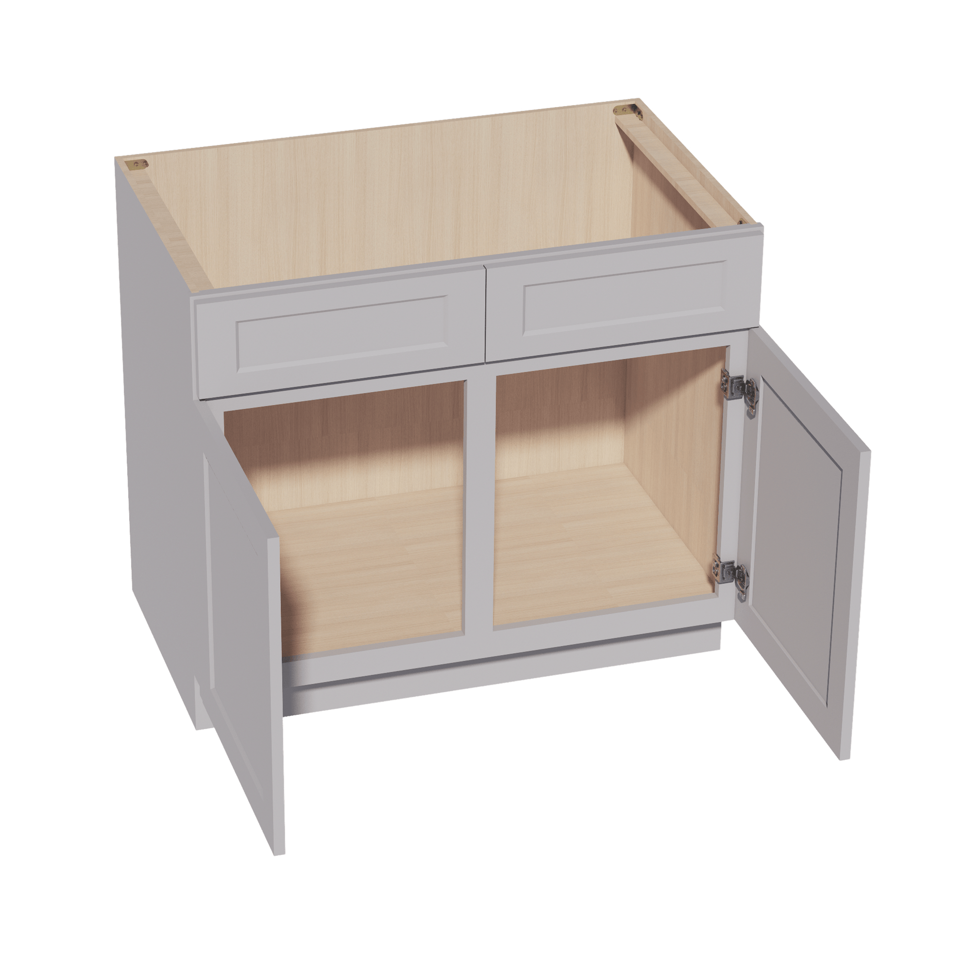 HA - SB39: Ash Gray Shaker 39" 2 Doors 2 False Drawers Sink Base Cabinet - NextCabinets