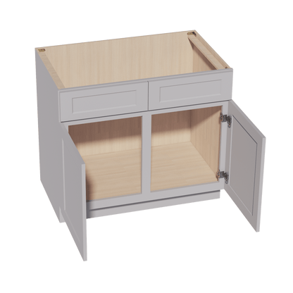 HA - SB39: Ash Gray Shaker 39" 2 Doors 2 False Drawers Sink Base Cabinet - NextCabinets