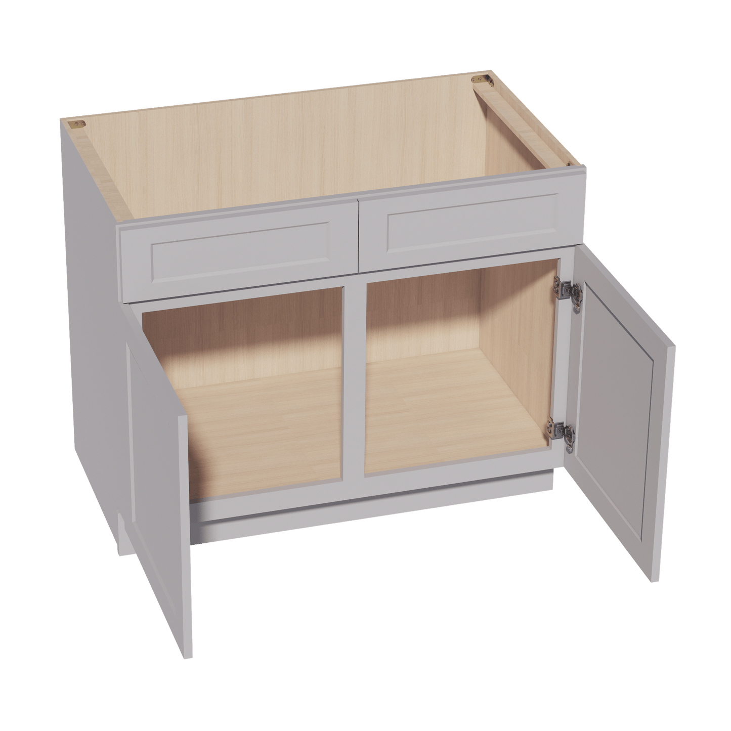 HA - SB42: Ash Gray Shaker 42" 2 Doors 2 False Drawers Sink Base Cabinet - NextCabinets