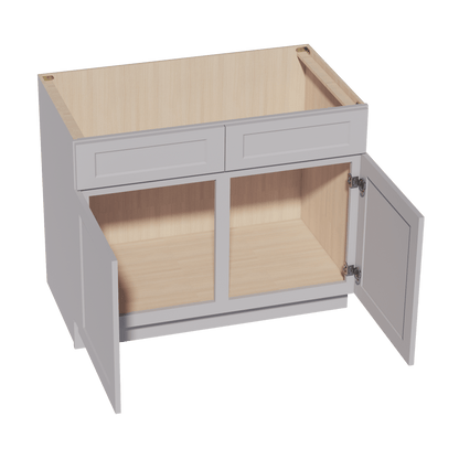 HA - SB42: Ash Gray Shaker 42" 2 Doors 2 False Drawers Sink Base Cabinet - NextCabinets