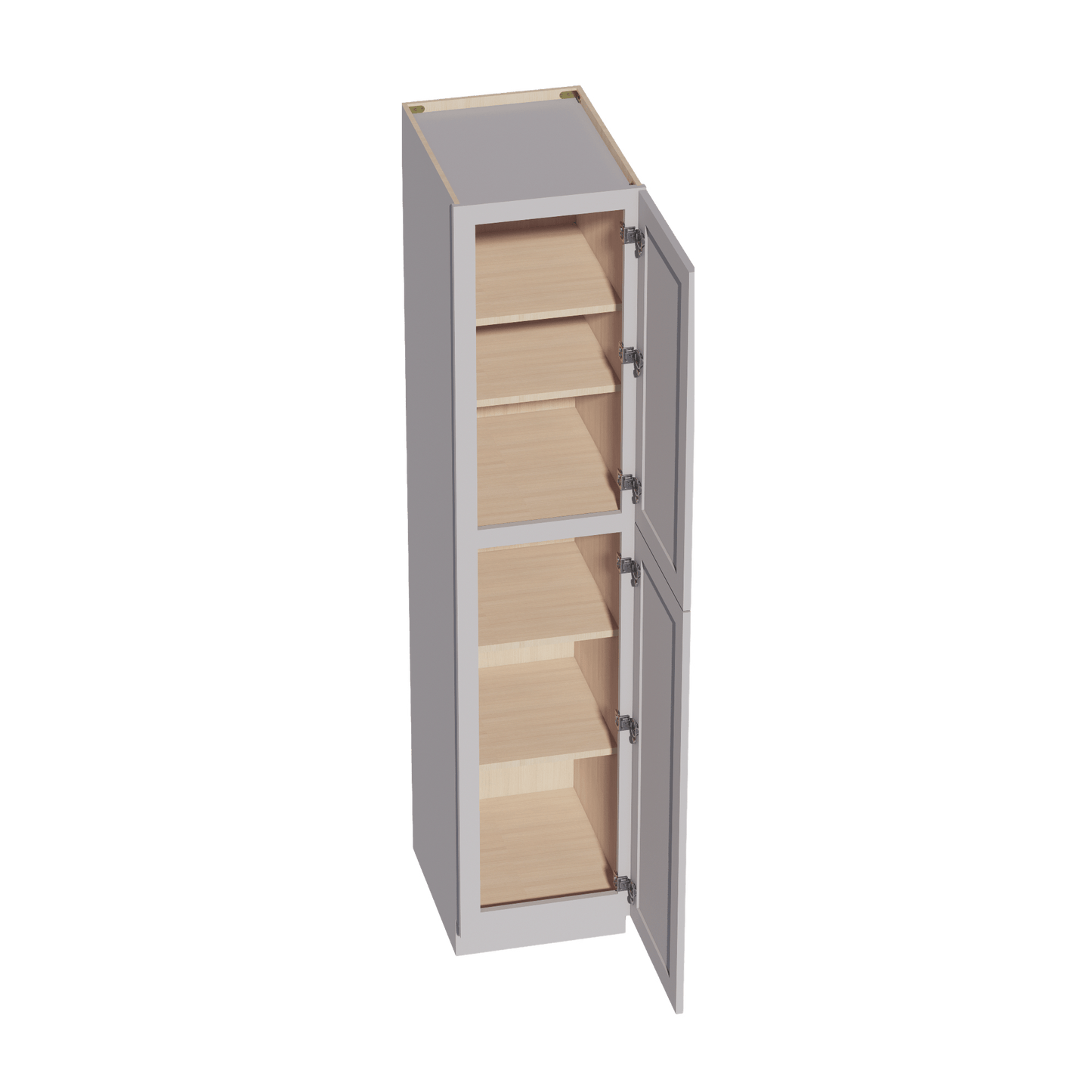 HA - TP1884: Ash Gray Shaker 18"W x 84"H x 24"D 2 Doors & 5 Shelves Tall Shelf Pantry Cabinets - NextCabinets