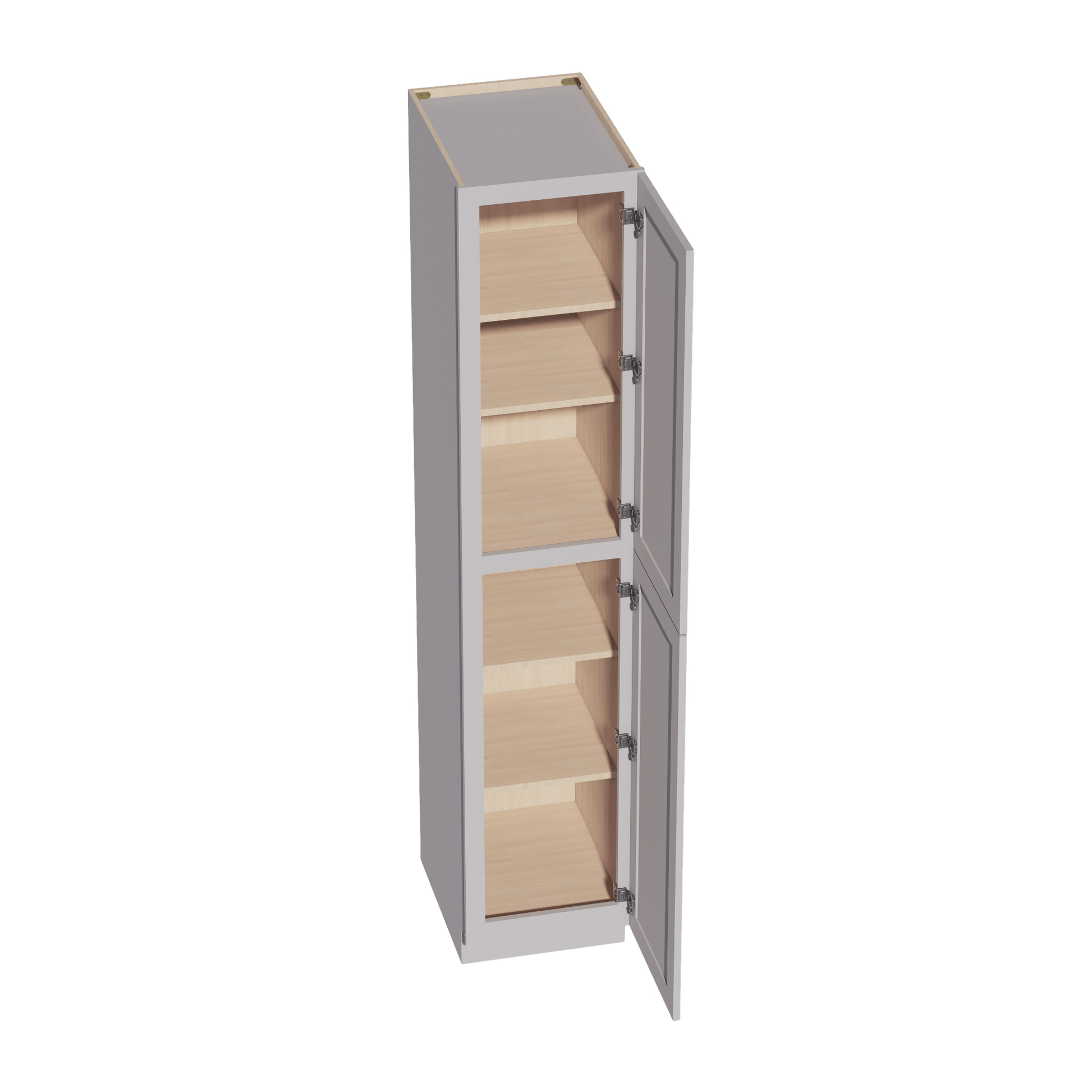 HA - TP1890: Ash Gray Shaker 18"W x 90"H x 24"D 2 Doors & 5 Shelves Tall Shelf Pantry Cabinets - NextCabinets