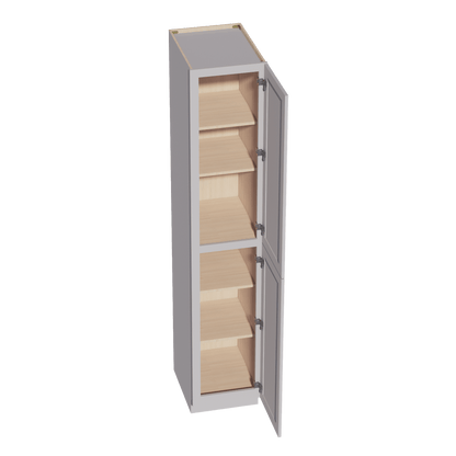 HA - TP1896: Ash Gray Shaker 18"W x 96"H x 24"D 2 Doors & 6 Shelves Tall Shelf Pantry Cabinets - NextCabinets