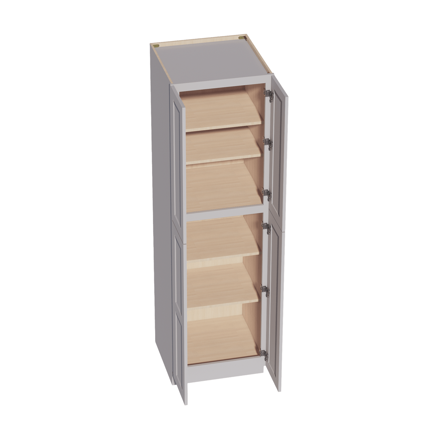 HA - TP2484: Ash Gray Shaker 24"W x 84"H x 24"D 4 Door & 5 Shelves Tall Shelf Pantry Cabinets - NextCabinets