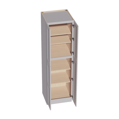 HA - TP2484: Ash Gray Shaker 24"W x 84"H x 24"D 4 Door & 5 Shelves Tall Shelf Pantry Cabinets - NextCabinets