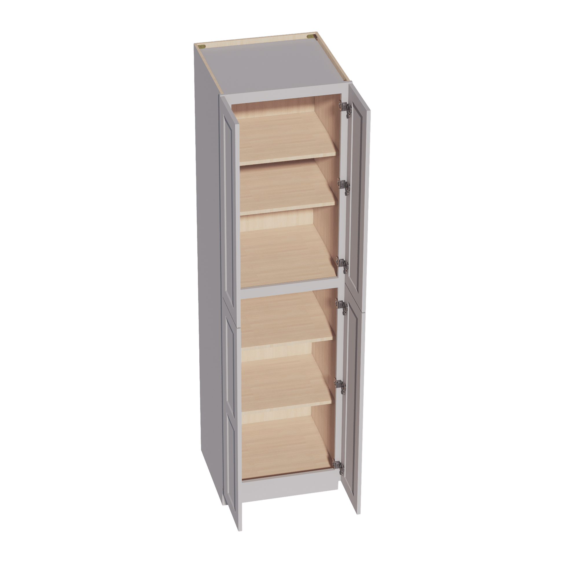 HA - TP2490: Ash Gray Shaker 24"W x 90"H x 24"D 4 Door & 5 Shelves Tall Shelf Pantry Cabinets - NextCabinets