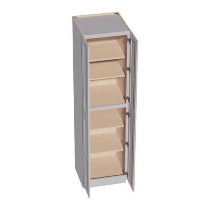HA - TP2490: Ash Gray Shaker 24"W x 90"H x 24"D 4 Door & 5 Shelves Tall Shelf Pantry Cabinets - NextCabinets