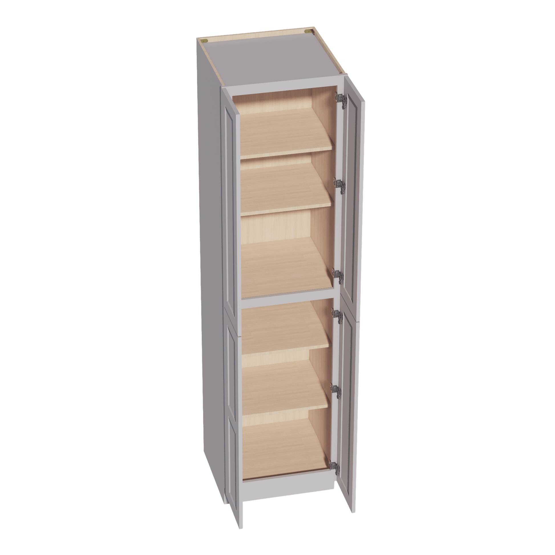 HA - TP2496: Ash Gray Shaker 24"W x 96"H x 24"D 4 Door & 6 Shelves Tall Shelf Pantry Cabinets - NextCabinets
