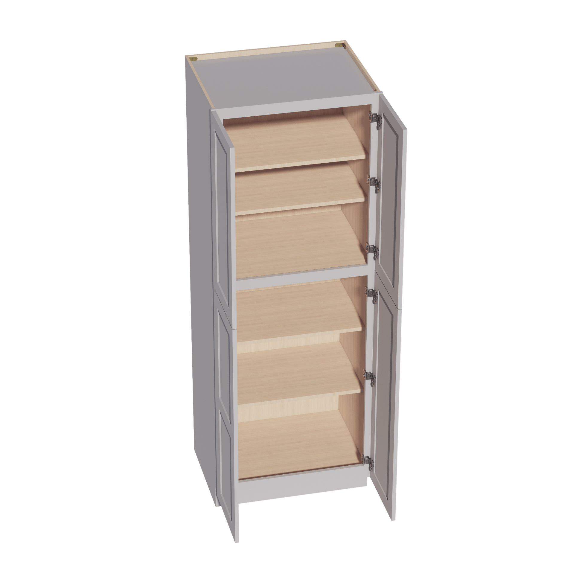 HA - TP3084: Ash Gray Shaker 30"W x 84"H x 24"D 4 Door & 5 Shelves Tall Shelf Pantry Cabinets - NextCabinets