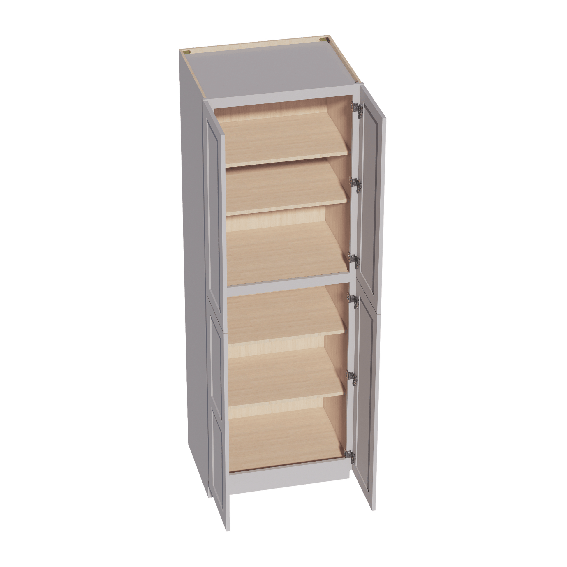 HA - TP3090: Ash Gray Shaker 30"W x 90"H x 24"D 4 Door & 5 Shelves Tall Shelf Pantry Cabinets - NextCabinets