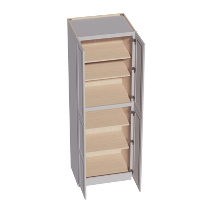 HA - TP3090: Ash Gray Shaker 30"W x 90"H x 24"D 4 Door & 5 Shelves Tall Shelf Pantry Cabinets - NextCabinets