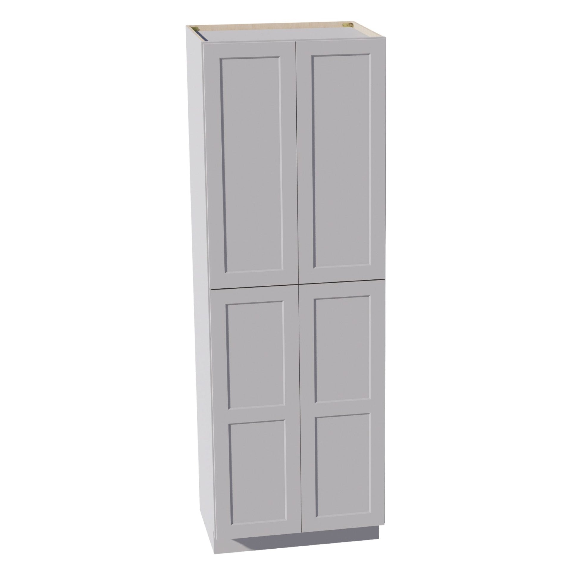HA - TP3090: Ash Gray Shaker 30"W x 90"H x 24"D 4 Door & 5 Shelves Tall Shelf Pantry Cabinets - NextCabinets