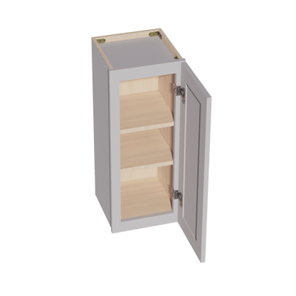 HA - W1230:: Ash Gray Shaker 12"W x 30"H 1 Door & 2 Shelves Standard Wall Cabinet - NextCabinets