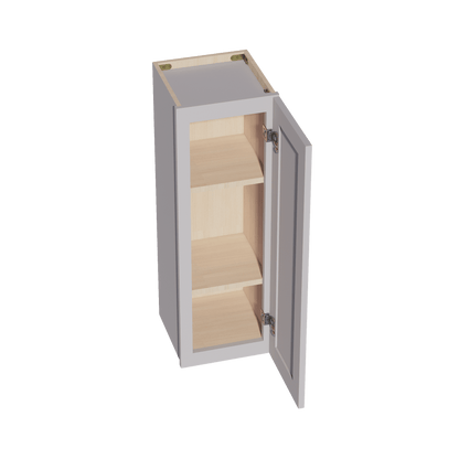 HA - W1236: Ash Gray Shaker 12"W x 36"H 1 Door & 2 Shelves Standard Wall Cabinet - NextCabinets