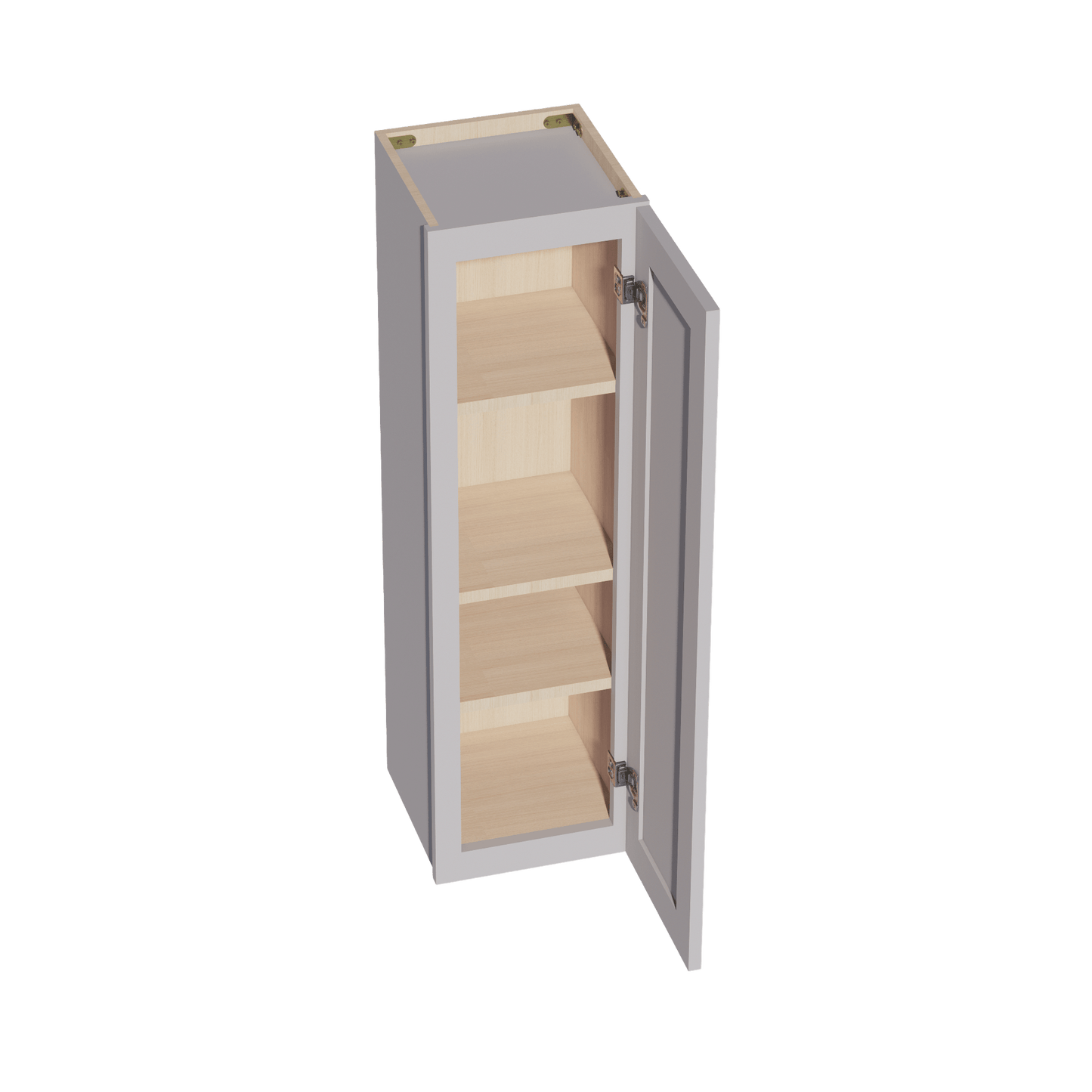 HA - W1242: Ash Gray Shaker 12"W x 42"H 1 Door & 3 Shelves Standard Wall Cabinet - NextCabinets