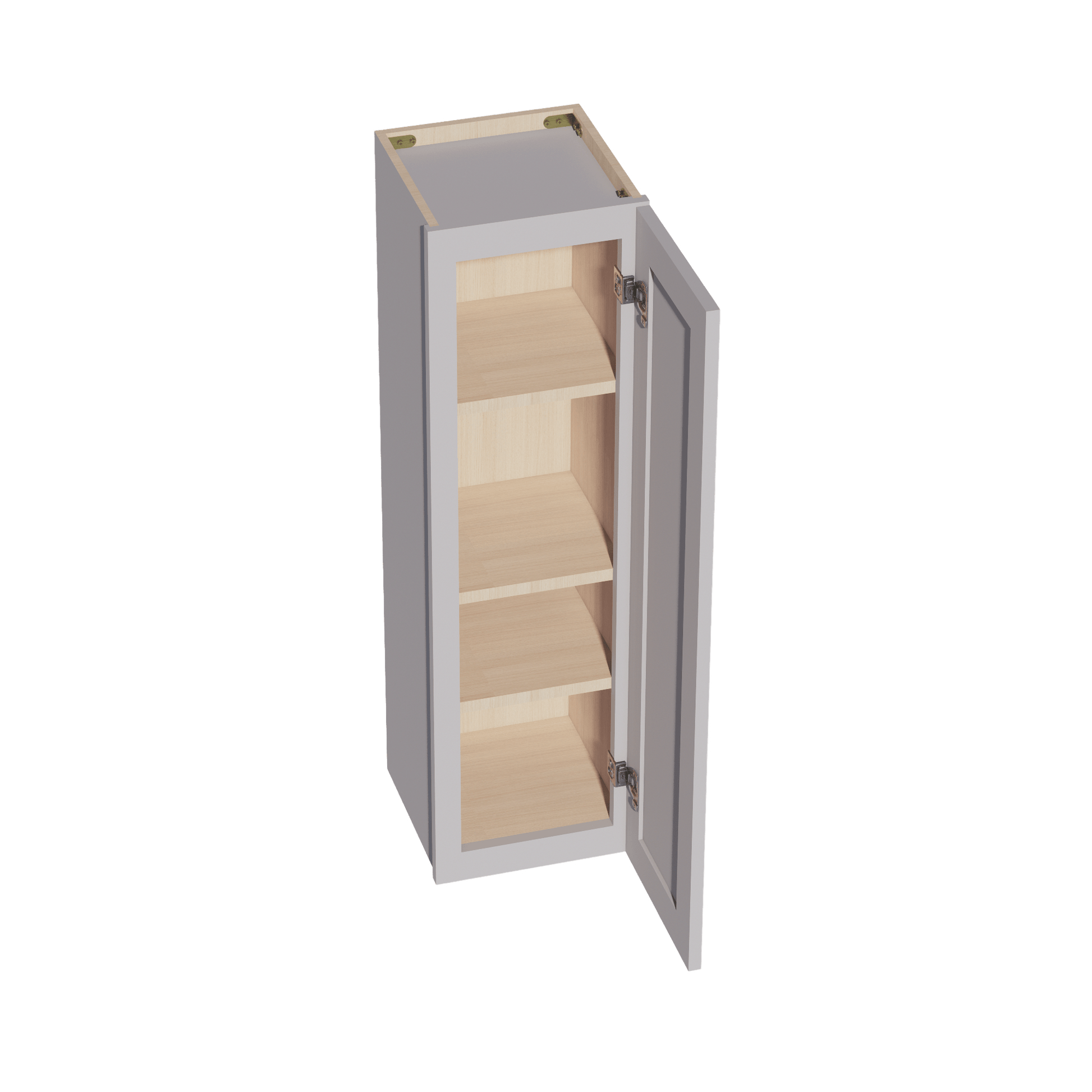 HA - W1242: Ash Gray Shaker 12"W x 42"H 1 Door & 3 Shelves Standard Wall Cabinet - NextCabinets