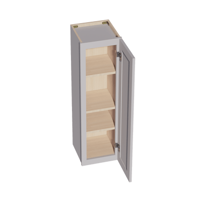 HA - W1242: Ash Gray Shaker 12"W x 42"H 1 Door & 3 Shelves Standard Wall Cabinet - NextCabinets
