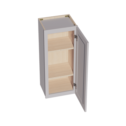 HA - W1536: Ash Gray Shaker 15"W x 36"H 1 Door & 2 Shelves Standard Wall Cabinet - NextCabinets