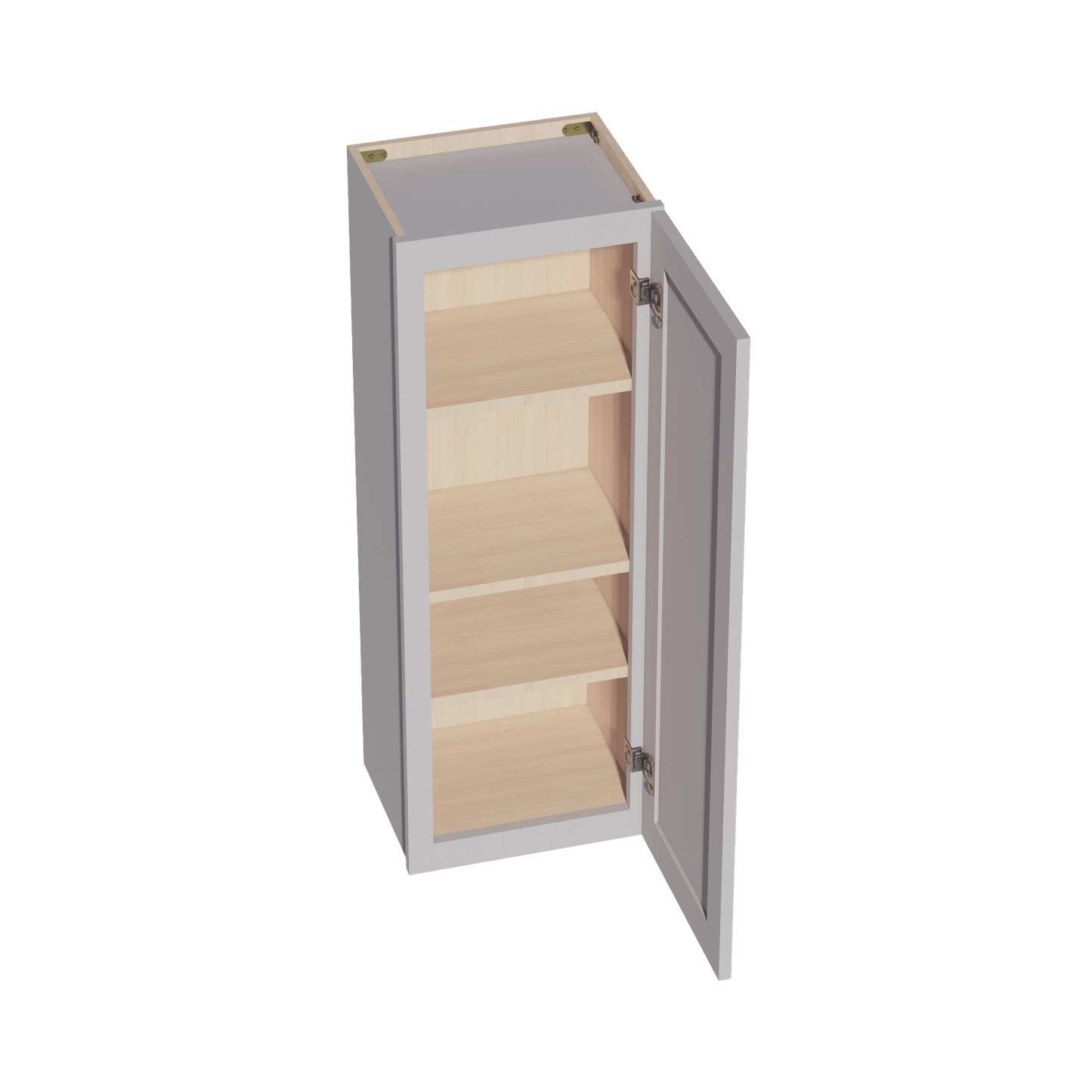 HA - W1542: Ash Gray Shaker 15"W x 42"H 1 Door & 3 Shelves Standard Wall Cabinet - NextCabinets