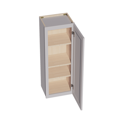 HA - W1542: Ash Gray Shaker 15"W x 42"H 1 Door & 3 Shelves Standard Wall Cabinet - NextCabinets