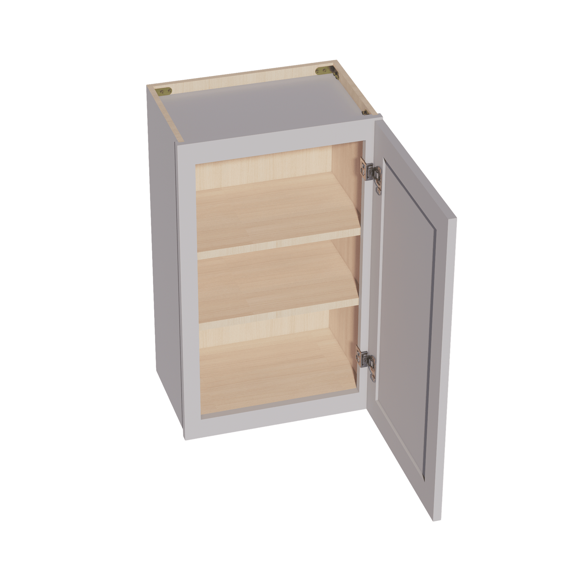 HA - W1830: Ash Gray Shaker 18"W x 30"H 1 Door & 2 Shelves Standard Wall Cabinet - NextCabinets