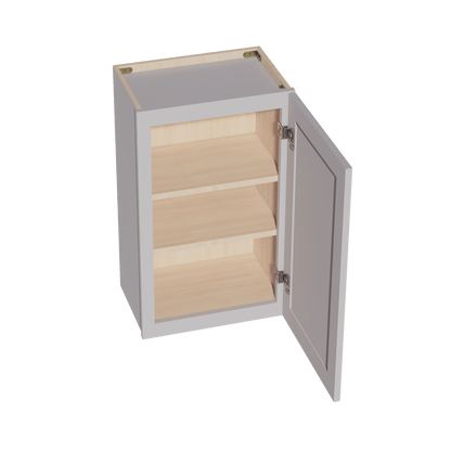 HA - W1830: Ash Gray Shaker 18"W x 30"H 1 Door & 2 Shelves Standard Wall Cabinet - NextCabinets