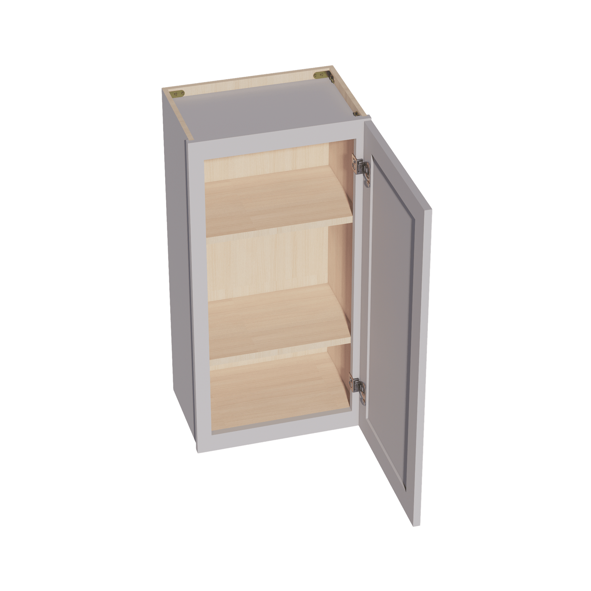 HA - W1836: Ash Gray Shaker 18"W x 36"H 1 Door & 2 Shelves Standard Wall Cabinet - NextCabinets