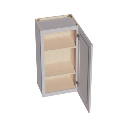 HA - W1836: Ash Gray Shaker 18"W x 36"H 1 Door & 2 Shelves Standard Wall Cabinet - NextCabinets