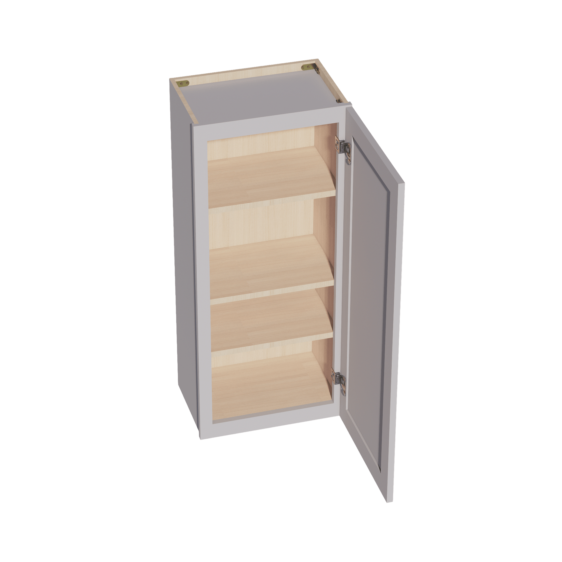 HA - W1842: Ash Gray Shaker 18"W x 42"H 1 Door & 3 Shelves Standard Wall Cabinet - NextCabinets