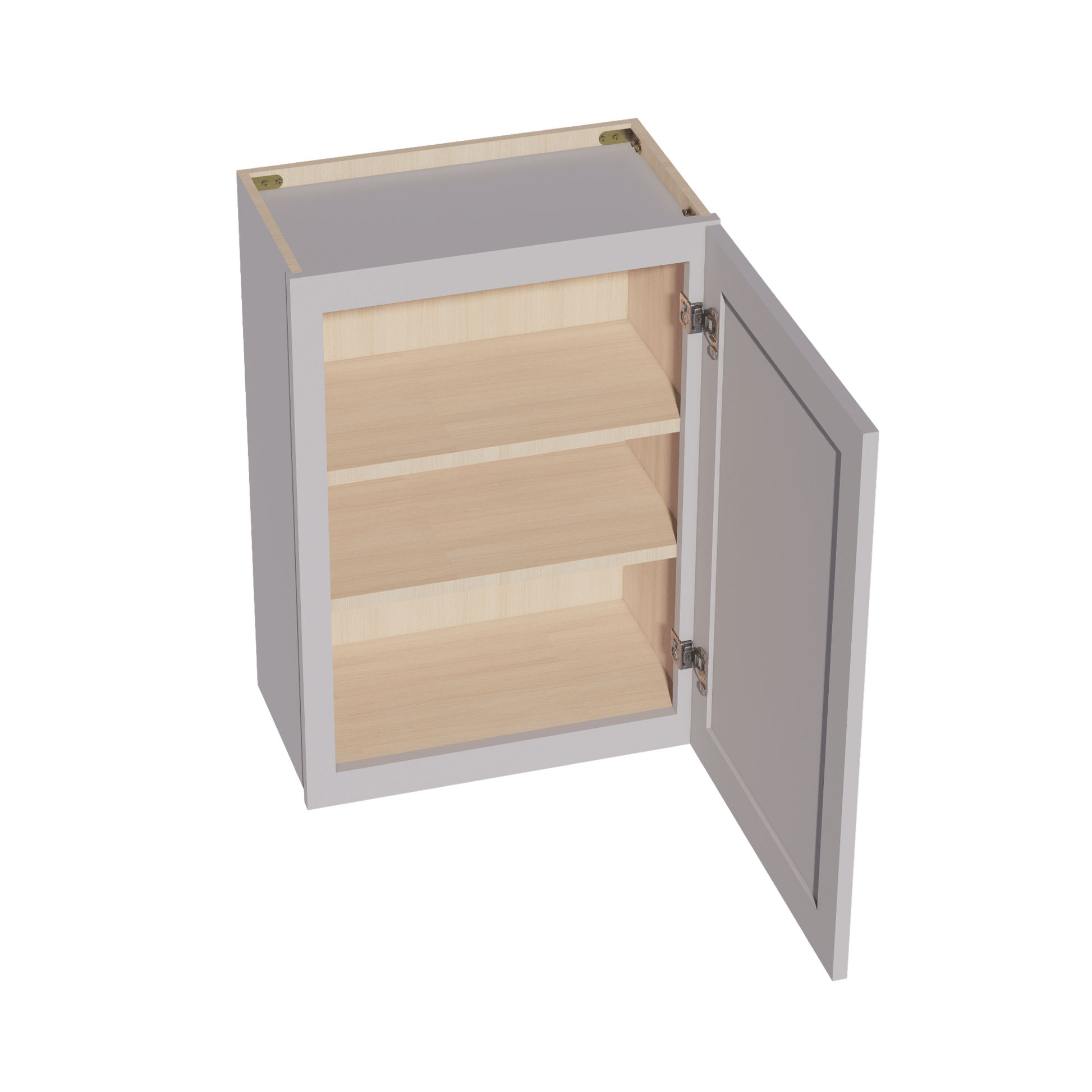 HA - W2130: Ash Gray Shaker 21"W x 30"H 1 Door & 2 Shelves Standard Wall Cabinet - NextCabinets