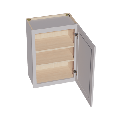 HA - W2130: Ash Gray Shaker 21"W x 30"H 1 Door & 2 Shelves Standard Wall Cabinet - NextCabinets