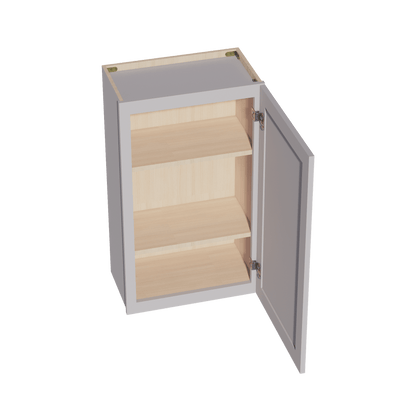 HA - W2136: Ash Gray Shaker 21"W x 36"H 1 Door & 2 Shelves Standard Wall Cabinet - NextCabinets
