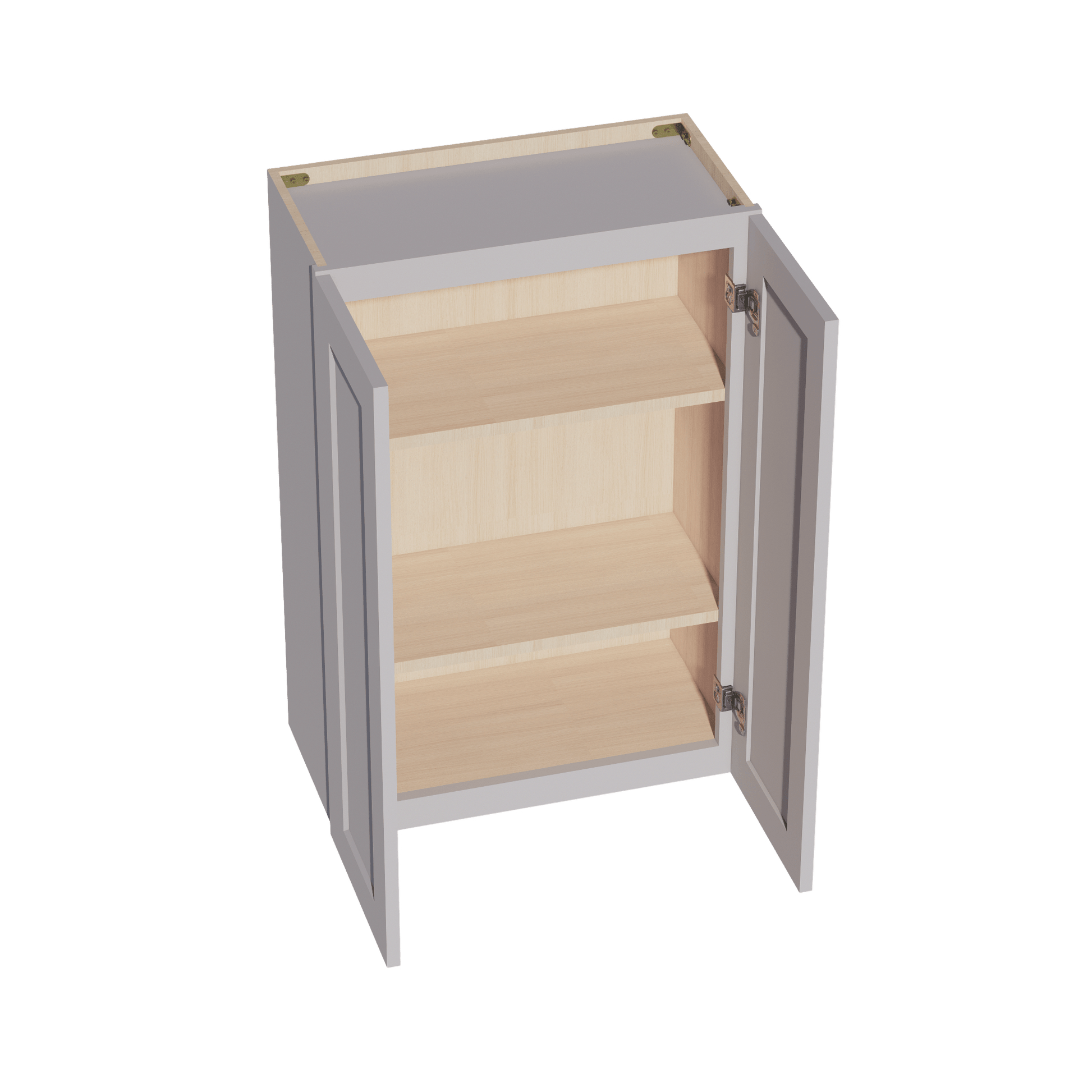 HA - W2436: Ash Gray Shaker 24"W x 36"H 2 Doors & 2 Shelves Standard Wall Cabinet - NextCabinets