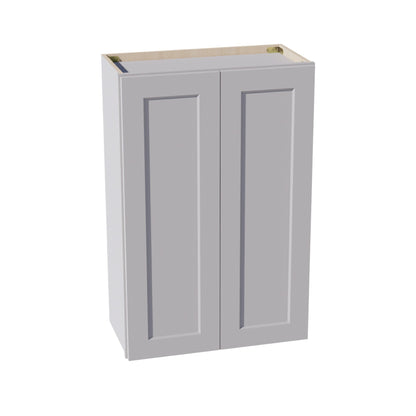 HA - W2436: Ash Gray Shaker 24"W x 36"H 2 Doors & 2 Shelves Standard Wall Cabinet - NextCabinets