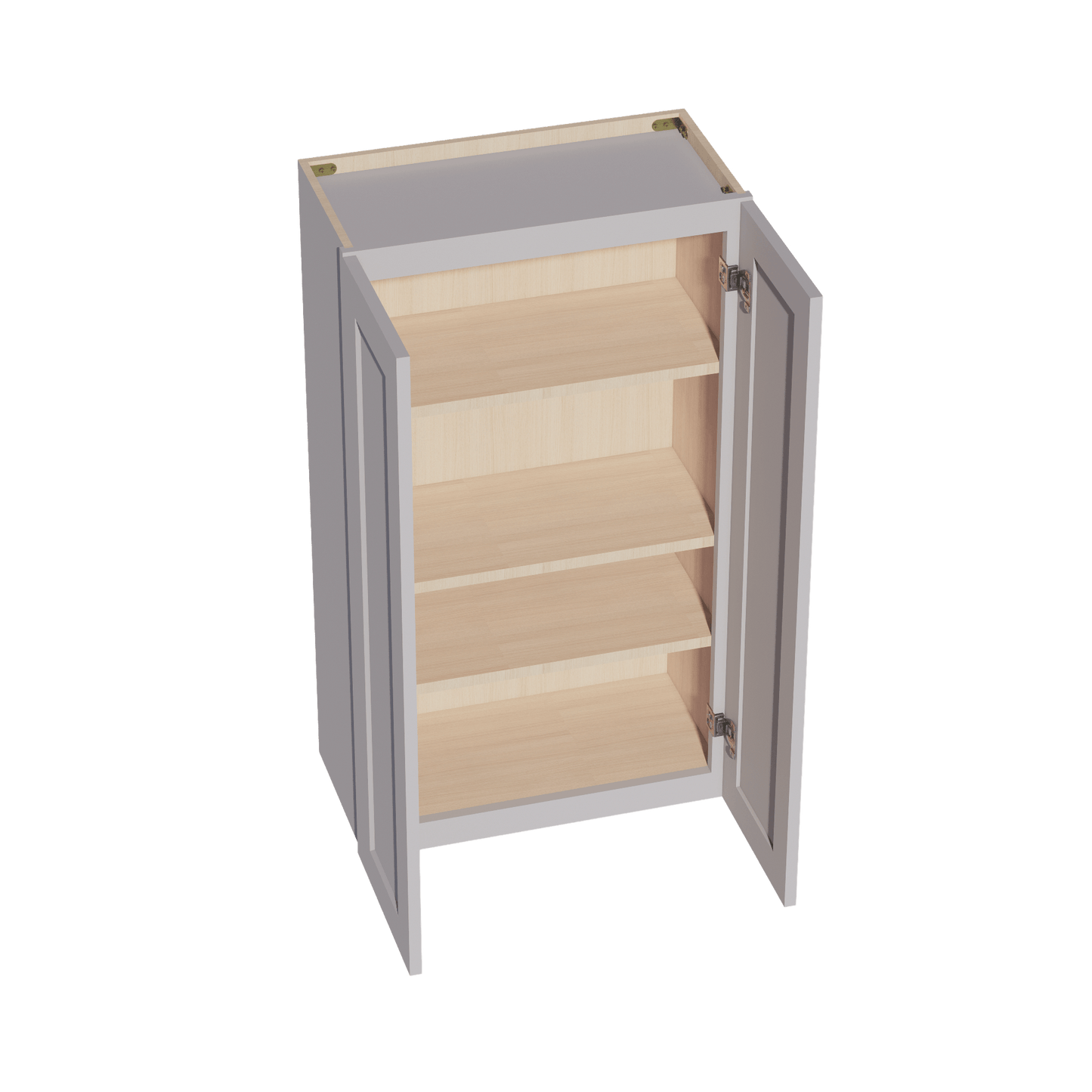 HA - W2442: Ash Gray Shaker 24"W x 42"H 2 Doors & 3 Shelves Standard Wall Cabinet - NextCabinets
