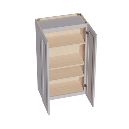 HA - W2442: Ash Gray Shaker 24"W x 42"H 2 Doors & 3 Shelves Standard Wall Cabinet - NextCabinets