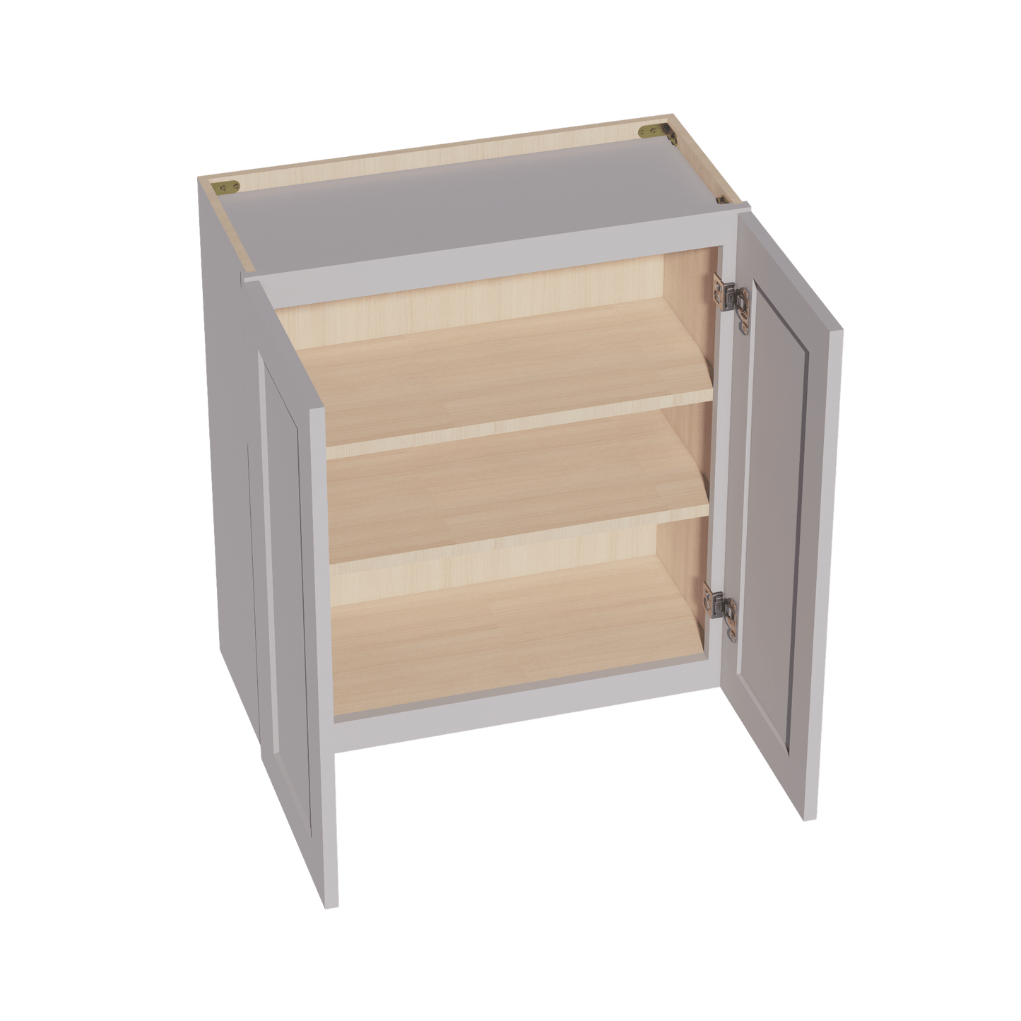 HA - W2730: Ash Gray Shaker 27"W x 30"H 2 Doors & 2 Shelves Standard Wall Cabinet - NextCabinets