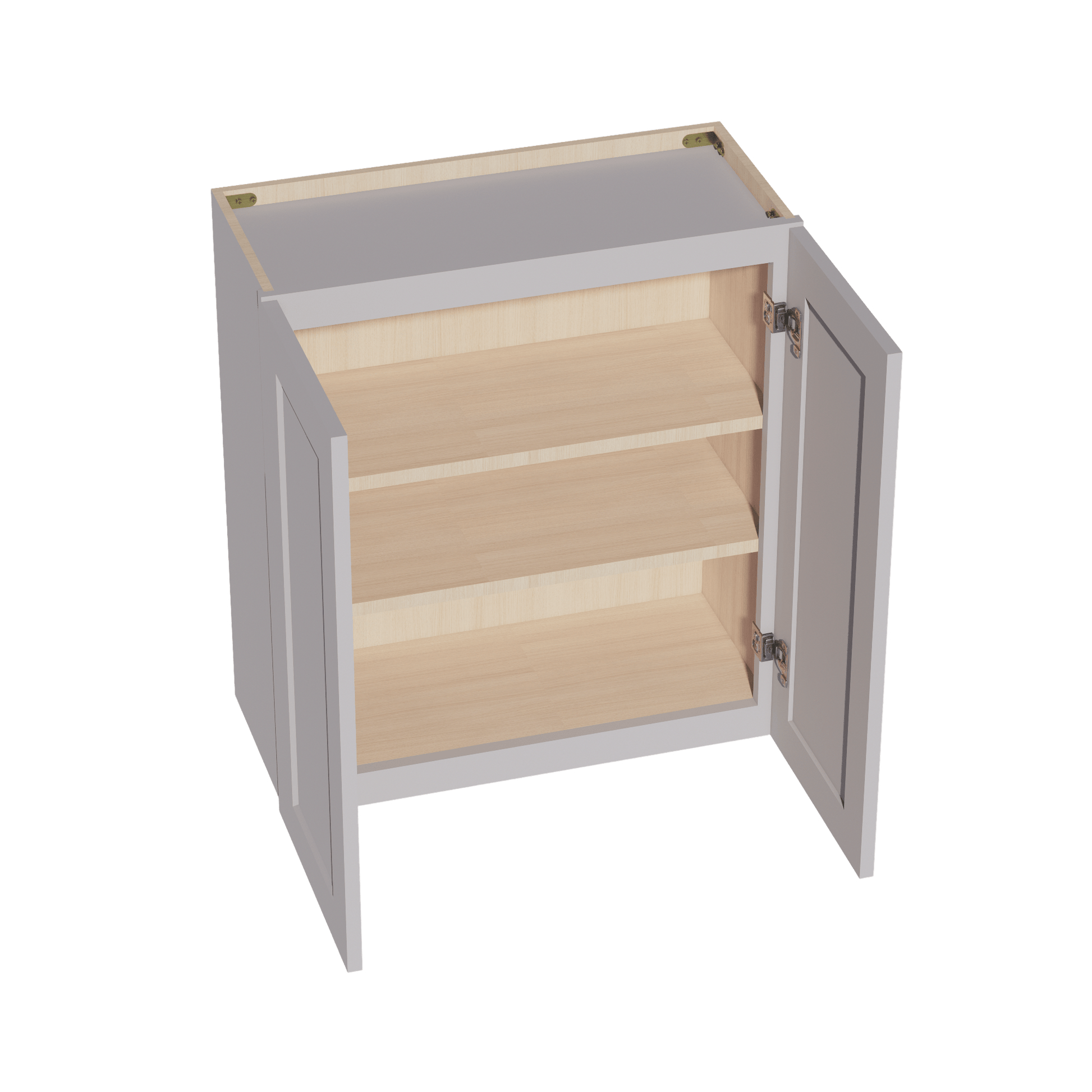 HA - W2730: Ash Gray Shaker 27"W x 30"H 2 Doors & 2 Shelves Standard Wall Cabinet - NextCabinets