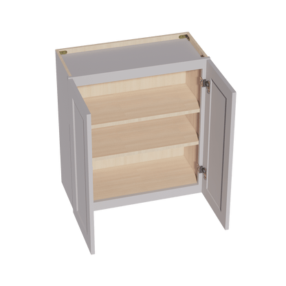 HA - W2730: Ash Gray Shaker 27"W x 30"H 2 Doors & 2 Shelves Standard Wall Cabinet - NextCabinets