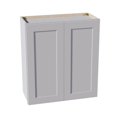 HA - W2730: Ash Gray Shaker 27"W x 30"H 2 Doors & 2 Shelves Standard Wall Cabinet - NextCabinets