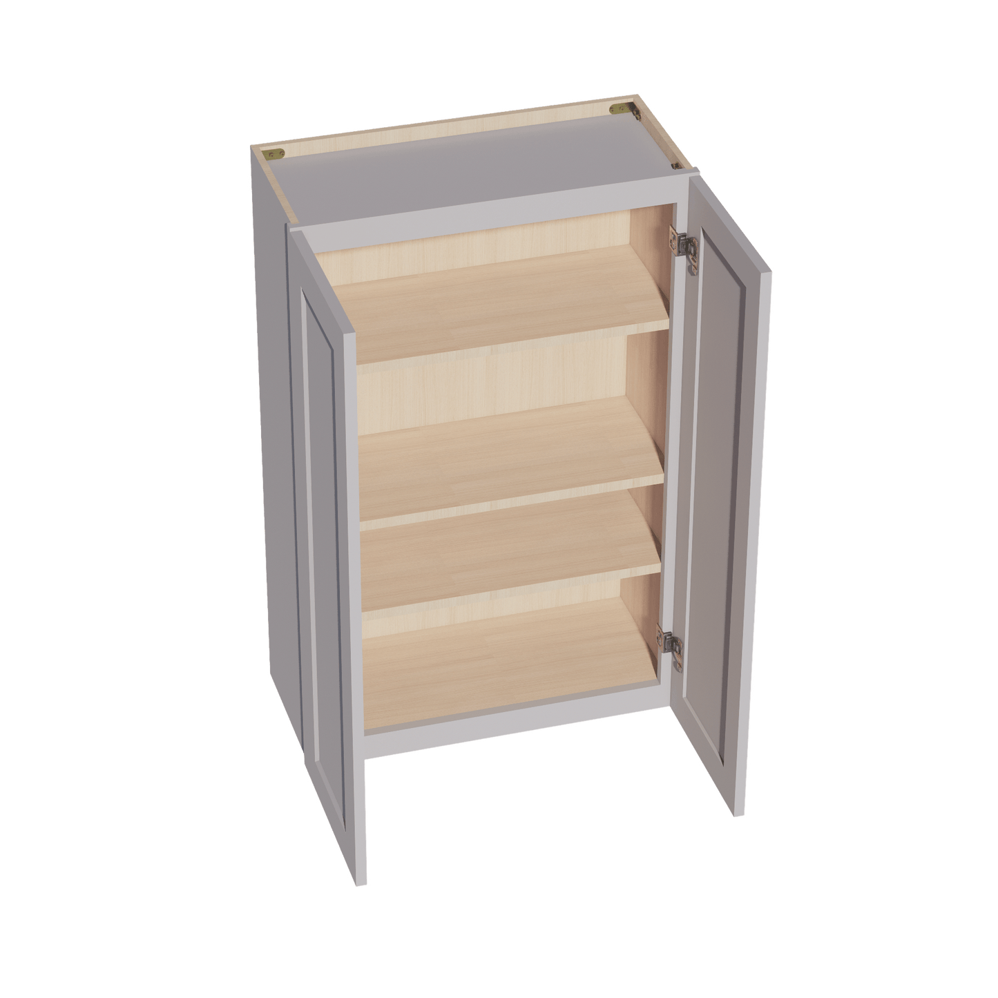 HA - W2742: Ash Gray Shaker 27"W x 42"H 2 Doors & 3 Shelves Standard Wall Cabinet - NextCabinets