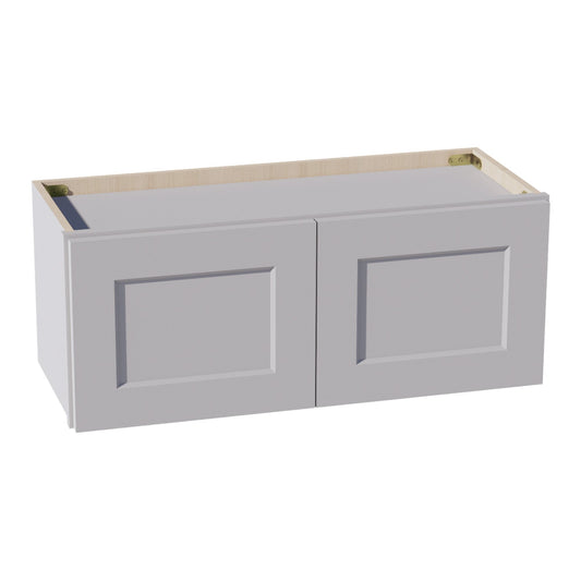 HA - W3012: Ash Gray Shaker 30"W x 12"H 2 Doors Standard Wall Bridge Cabinet - NextCabinets