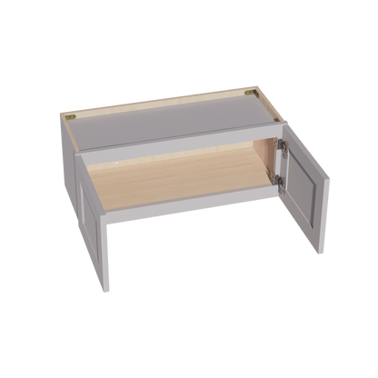 HA - W3012: Ash Gray Shaker 30"W x 12"H 2 Doors Standard Wall Bridge Cabinet - NextCabinets