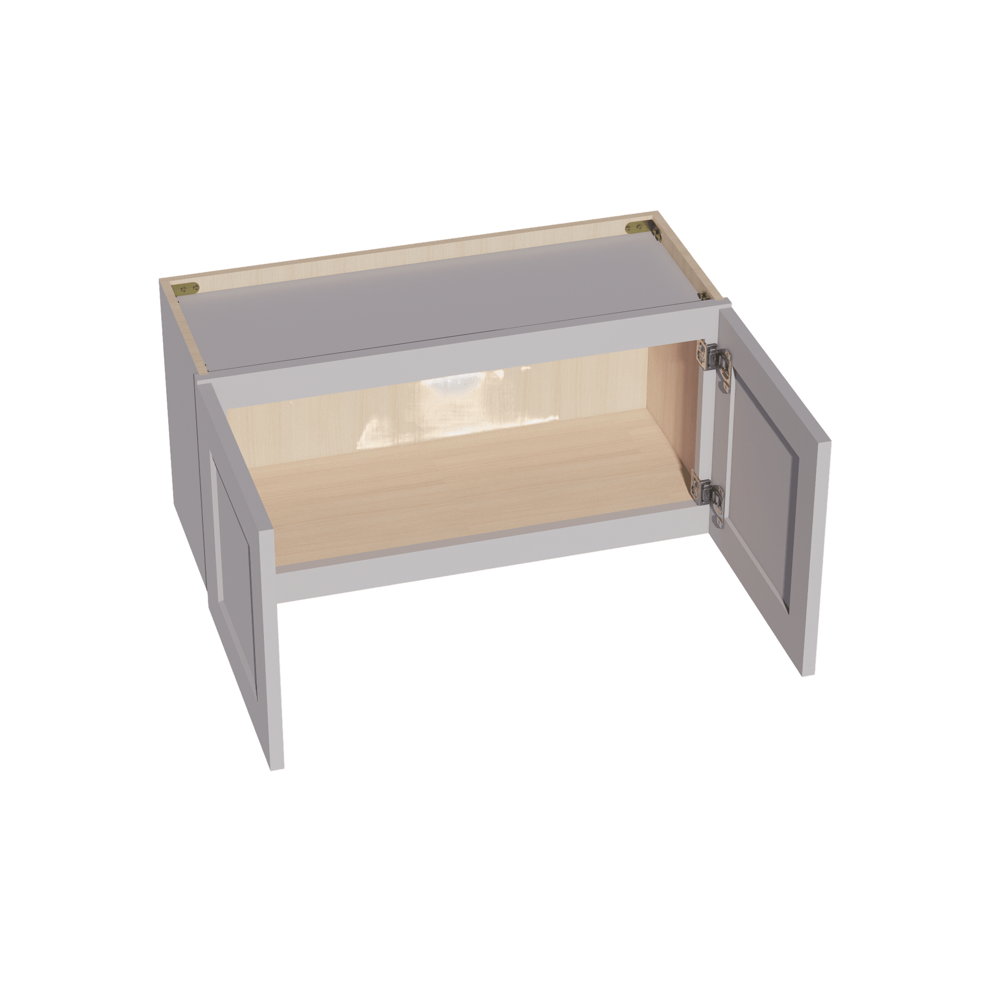 HA - W3015: Ash Gray Shaker 30"W x 15"H 2 Doors Standard Wall Bridge Cabinet - NextCabinets