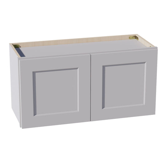 HA - W3015: Ash Gray Shaker 30"W x 15"H 2 Doors Standard Wall Bridge Cabinet - NextCabinets