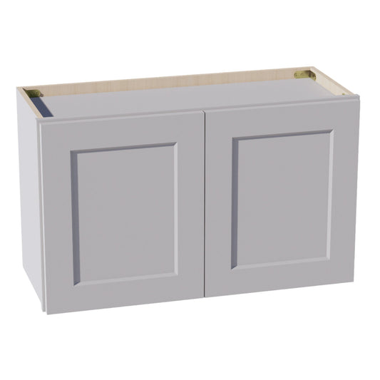 HA - W3018: Ash Gray Shaker 30"W x 18"H 2 Doors Standard Wall Bridge Cabinet - NextCabinets